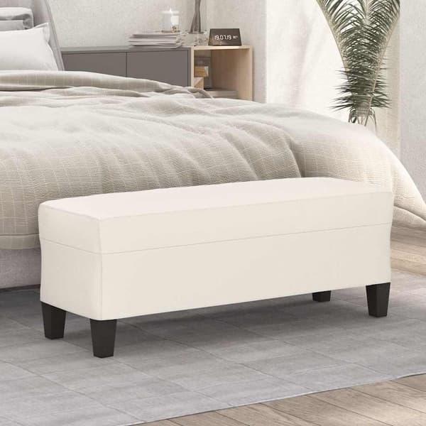 vidaXL Bänk gräddvit 100x35x41 cm konstläder Kräm