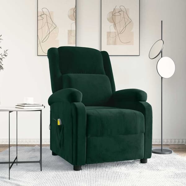 vidaXL Massagefåtölj mörkgrön sammet Grön