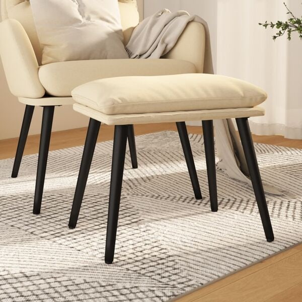 vidaXL Fotpall gräddvit 45x29,5x35 cm tyg Kräm