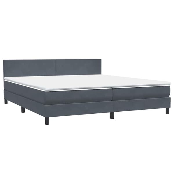 vidaXL Ramsäng med madrass mörkgrå 180x210 cm sammet Grå