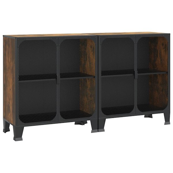 vidaXL Förvaringsskåp 2 st rustik brun 72x36x82 cm metall och MDF Brun
