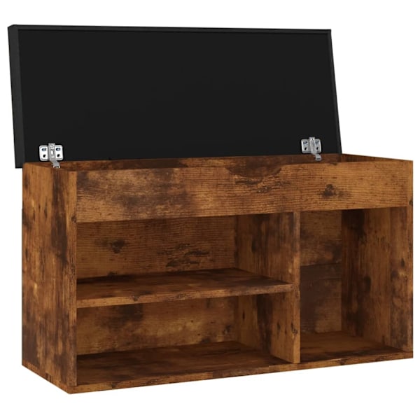 vidaXL Skobänk med dyna rökt ek 80x30x47 cm konstruerat trä Brun