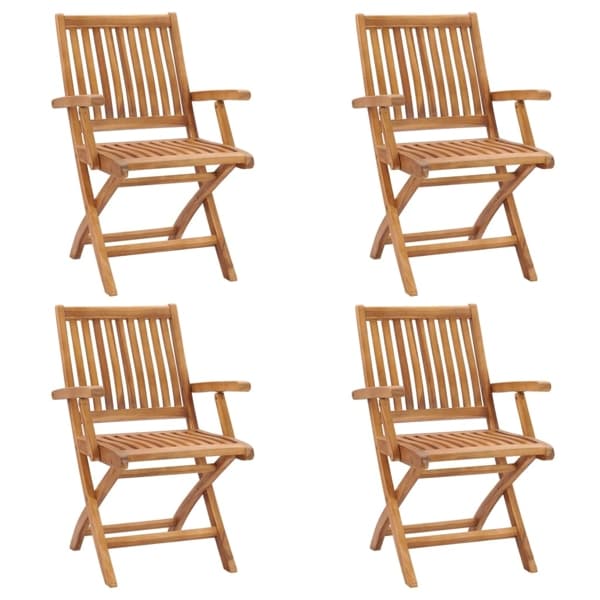 vidaXL Hopfällbara trädgårdsstolar 4 st massiv teak Brun
