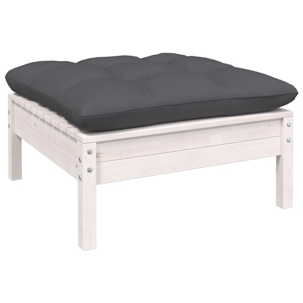 vidaXL Loungegrupp med dynor 7 delar vit massiv furu Vit