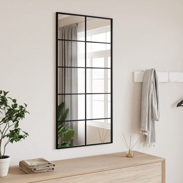 vidaXL Väggspegel svart 50x100 cm rektangulär järn art