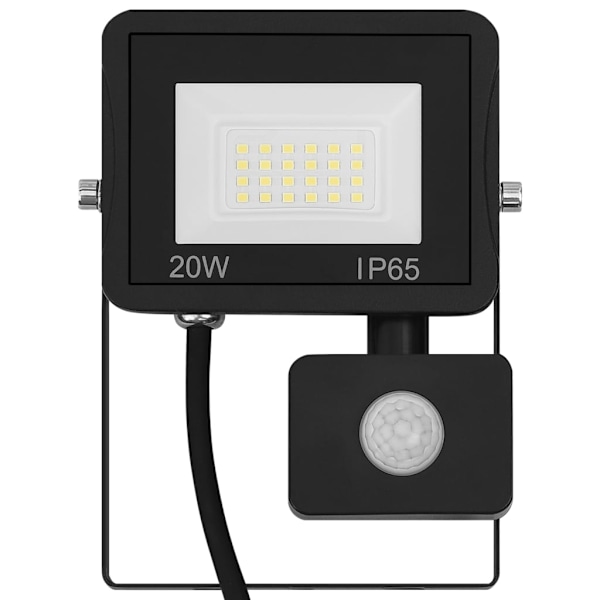 vidaXL Strålkastare med sensor 20 W LED kallvit Svart