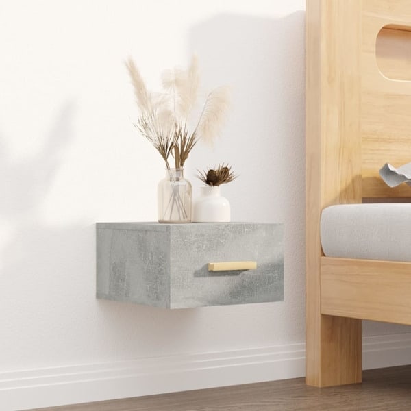 vidaXL Väggmonterat sängbord betonggrå 35x35x20 cm Grå
