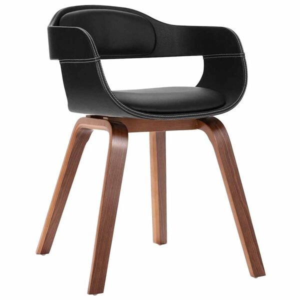 vidaXL Matstol med klädsel i konstläder Bentwood Svart
