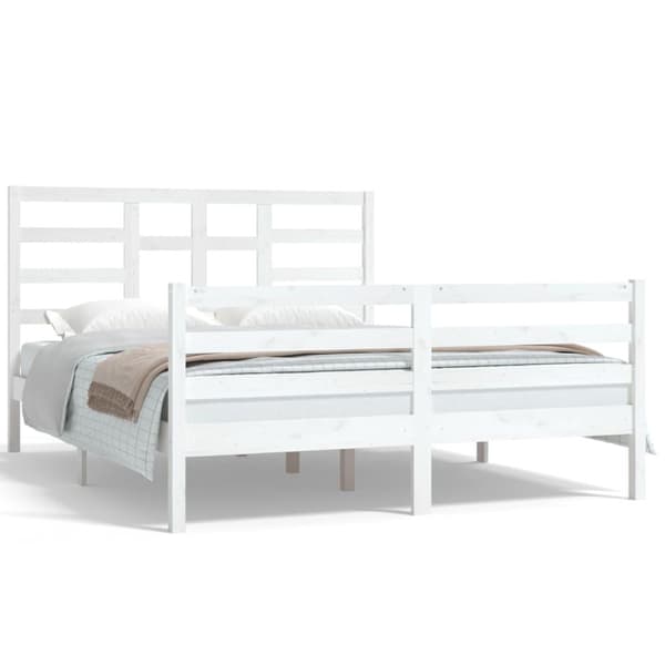 vidaXL Sängram vit massivt trä 150x200 cm Vit