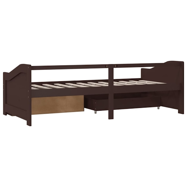 vidaXL Dagbädd 3-sits mörkbrun massiv furu 90x200 cm Brun