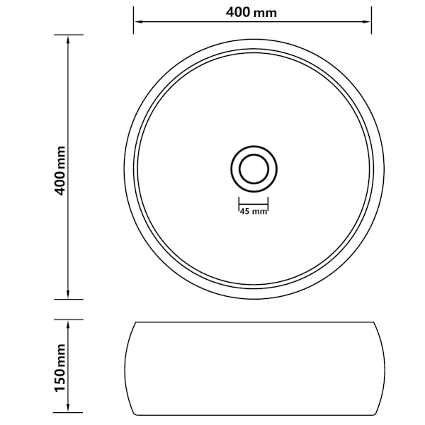 vidaXL Lyxigt runt handfat matt vit 40x15 cm keramik Vit