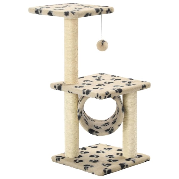 vidaXL Katt klösträd med klöspelare i sisal 65 cm tassavtryck beige Beige