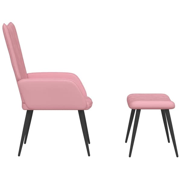 vidaXL Vilstol med fotpall rosa sammet Rosa