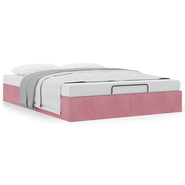 vidaXL Ottoman sängram utan madrass rosa 140x200 cm sammet Rosa