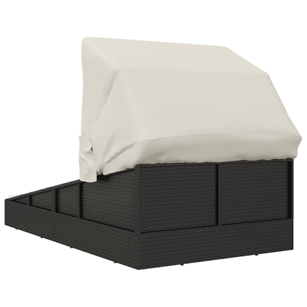 vidaXL Solsäng med hopfällbart tak svart 200x114x128 cm konstrotting Svart