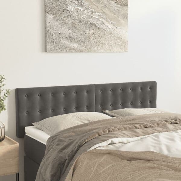 vidaXL Huvudgavlar 2 st mörkgrå 72x5x78/88 cm sammet Grå