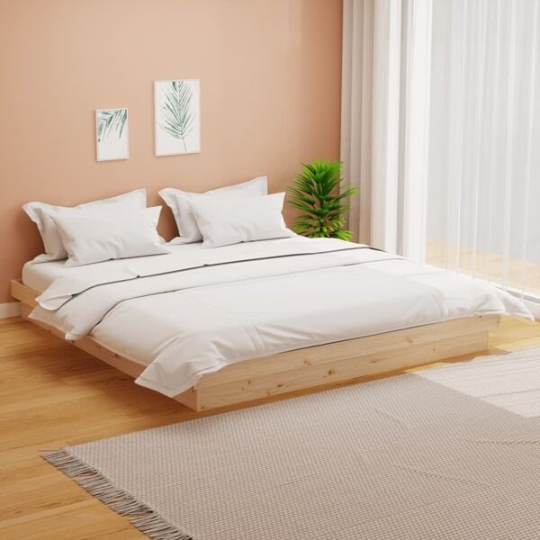vidaXL Sängram massivt trä 160x200 cm Brun