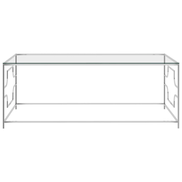 vidaXL Soffbord silver 120x60x45 cm rostfritt stål och glas Silver