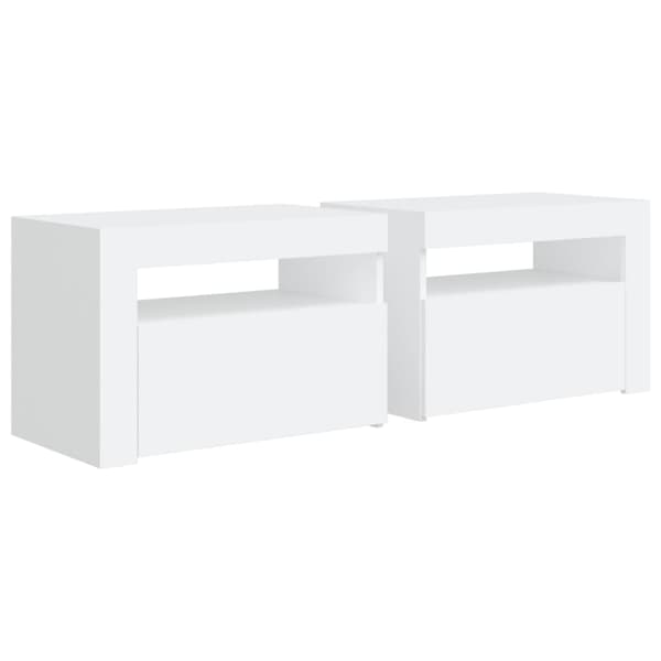 vidaXL Sängbord med LEDs 2 st vit 60x35x40 cm Vit