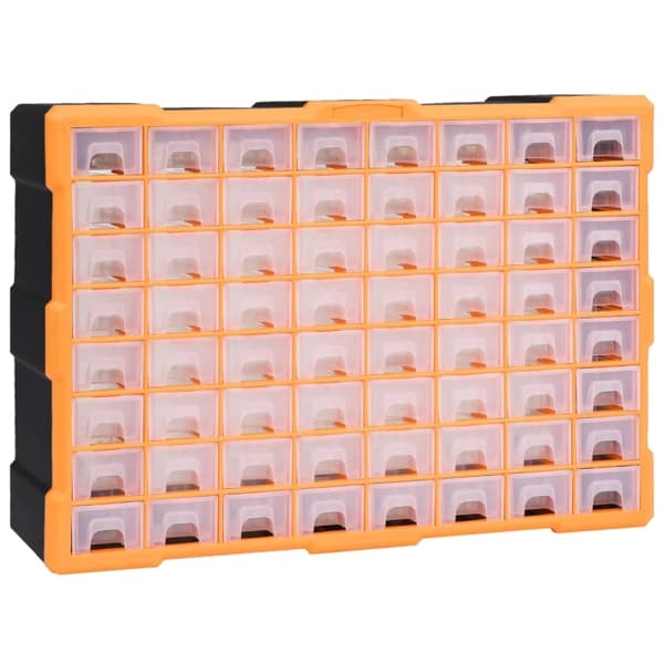 vidaXL Sortimentskåp med 64 lådor 52x16x37,5 cm Orange
