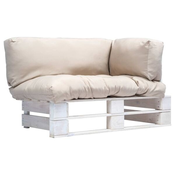 vidaXL Pallsoffa med sandfärgade dynor furu Beige