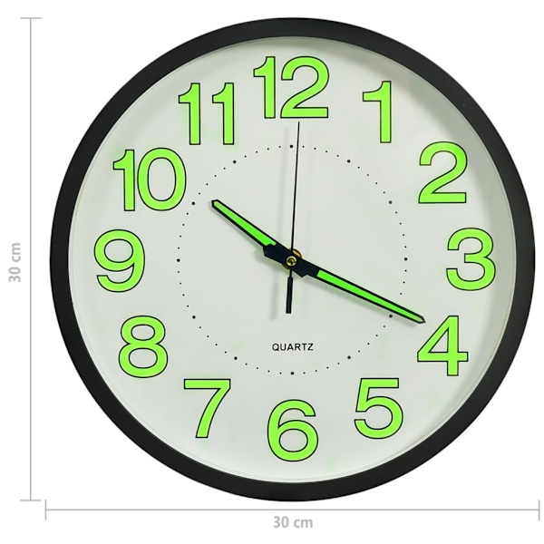 vidaXL Väggklocka upplyst svart 30 cm Svart