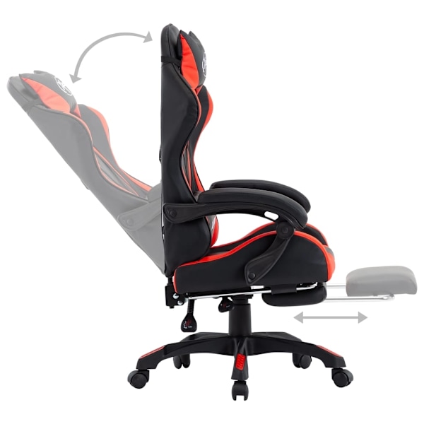 vidaXL Gamingstol med fotstöd röd och svart konstläder Röd
