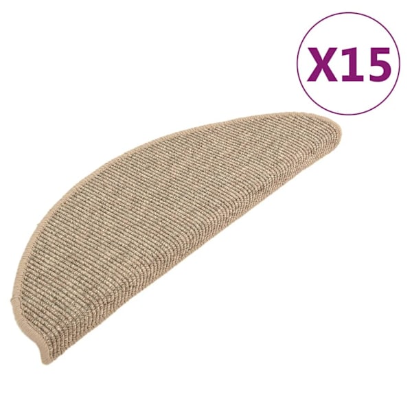 vidaXL Trappstegsmattor självhäftande 15 st mörk beige 65x21x4 cm Beige