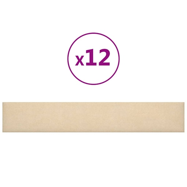 vidaXL Väggpaneler 12 st gräddvit 90x15 cm tyg 1,62 m² Kräm