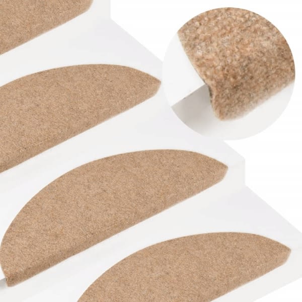 vidaXL Trappstegsmattor självhäftande 10 st beige 65x22,5x3,5 cm Beige