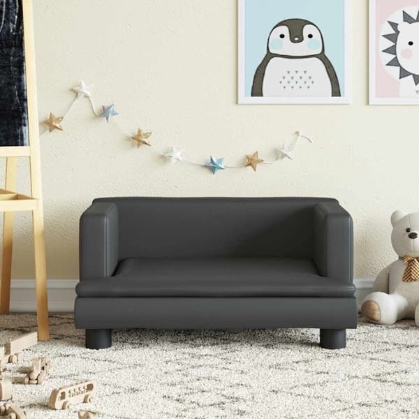 vidaXL Barnsoffa svart 60x40x30 cm konstläder art