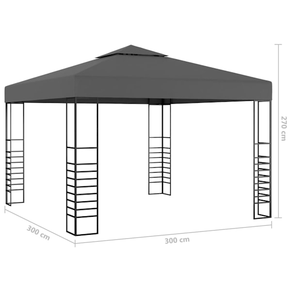 vidaXL Paviljong med ljusslinga LED 3x3 m antracit Antracit
