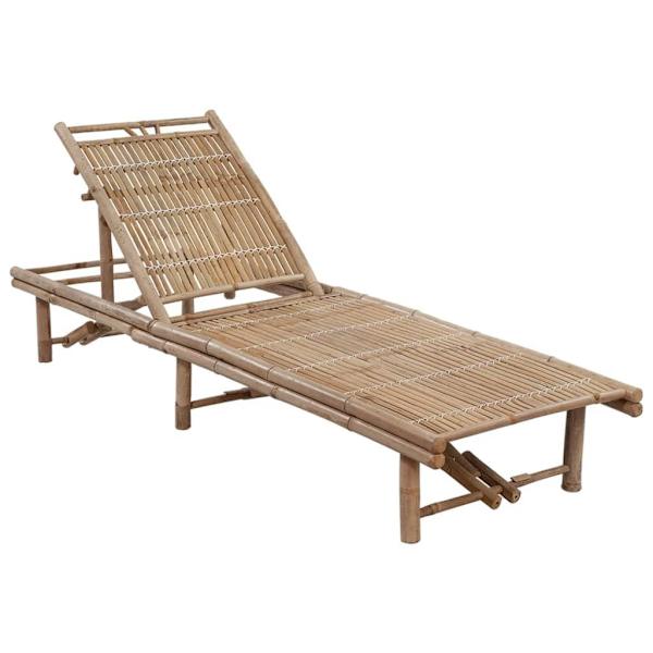 vidaXL Solsäng med dyna bambu grå
