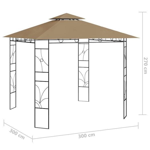 vidaXL Paviljong 3x3x2,7 m taupe 160 g/m² Taupe