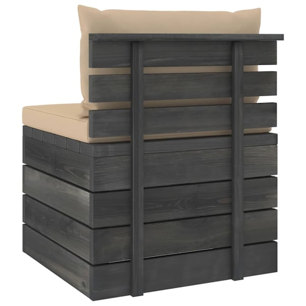 vidaXL Pallsoffgrupp med dynor 2 delar massiv furu Beige