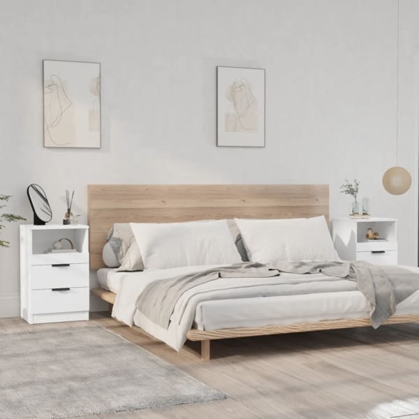 vidaXL Sängbord 2 st vit konstruerat trä Vit