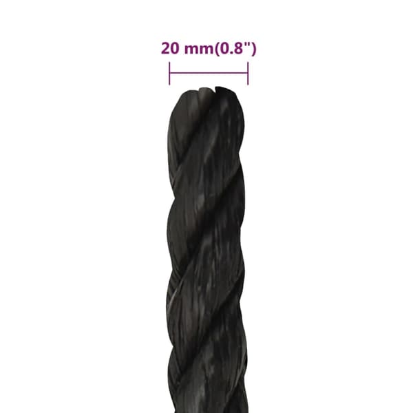 vidaXL Rep svart 20 mm 50 m polypropen art
