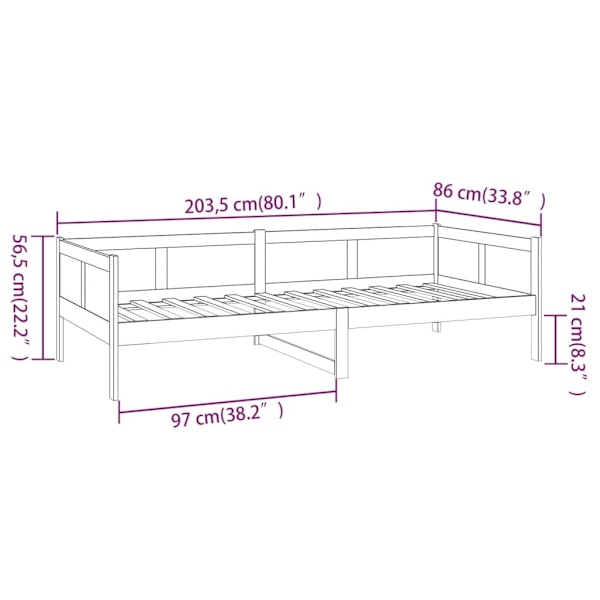 vidaXL Dagbädd 80x200 cm massiv furu Brun