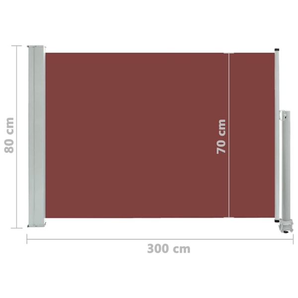 vidaXL Infällbar sidomarkis 80x300 cm brun Brun