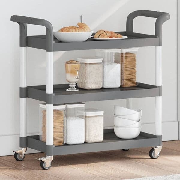 vidaXL Rullvagn 3 våningar grå 77x34x72 cm aluminium Grå