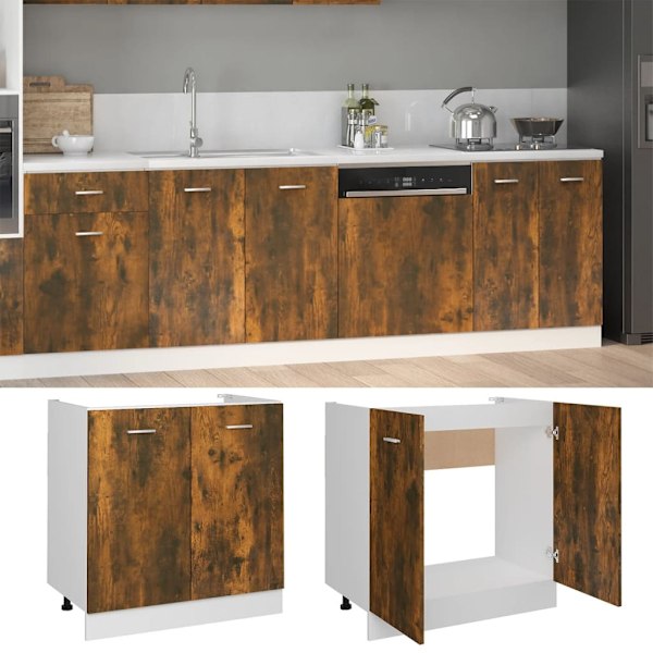 vidaXL Underskåp för diskho “Lyon” rökfärgad ek 80x46x81,5 cm Brun