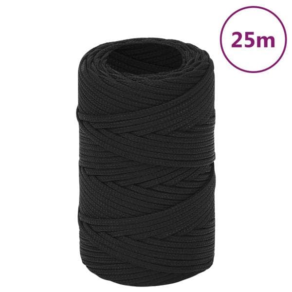 vidaXL Båtlina helsvart 2 mm 25 m polypropen