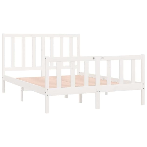vidaXL Sängram vit massivt trä 120x190 cm Vit