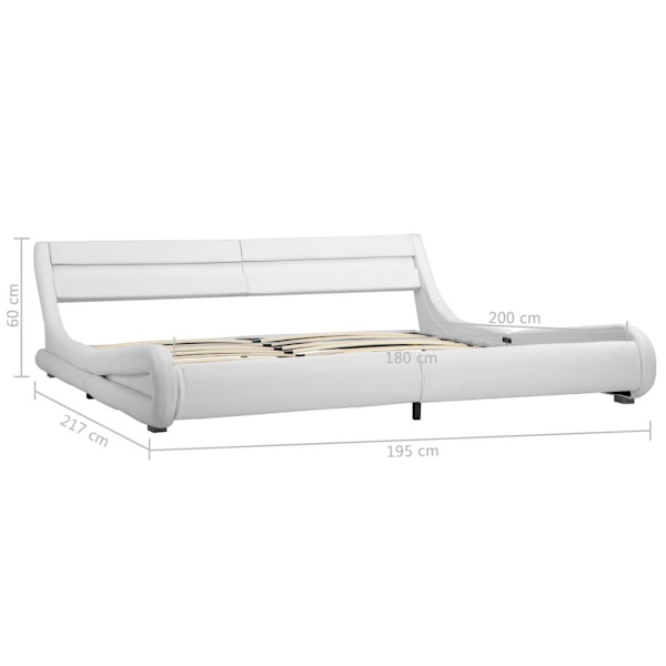 vidaXL Sängram med LED vit konstläder 180x200 cm Vit
