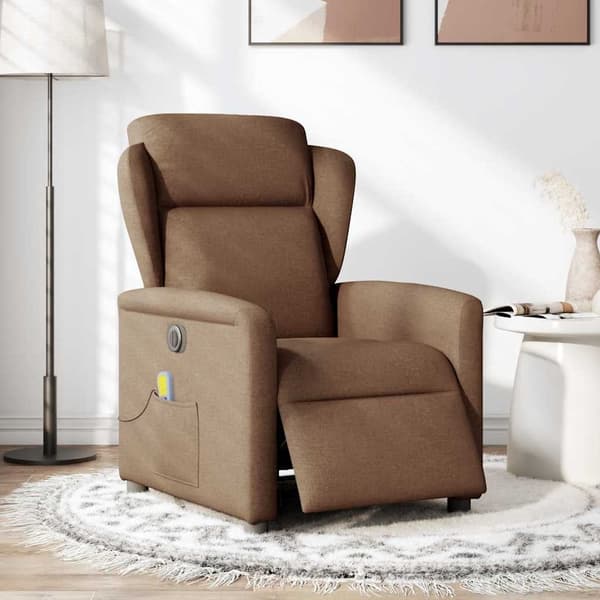 vidaXL Elektrisk massagefåtölj brun tyg Brun