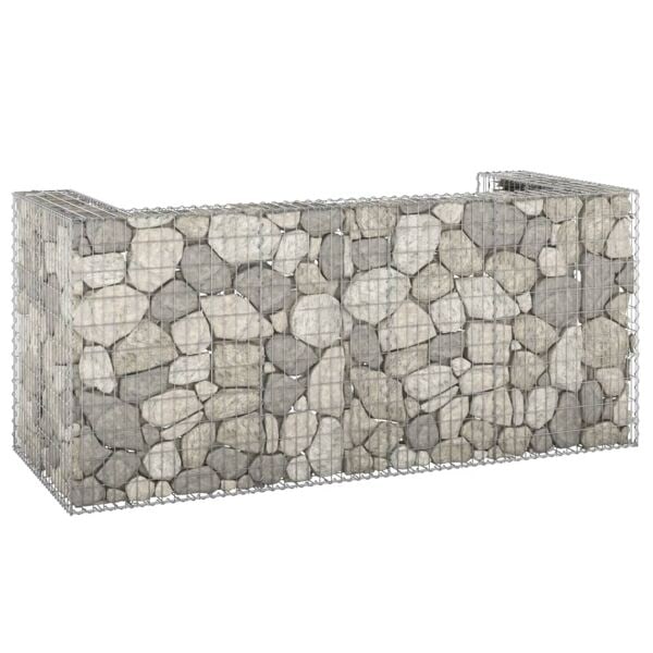 vidaXL Gabionmur för soptunnor galvaniserat stål 254x100x110 cm Silver