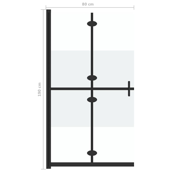 vidaXL Vikbar duschvägg med halvfrostat ESG-glas 80x190 cm Transparent