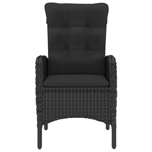 vidaXL Caféset för trädgården 3 delar konstrotting och glas svart Svart