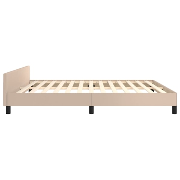 vidaXL Sängram med huvudgavel cappuccino 160x200 cm konstläder Brun