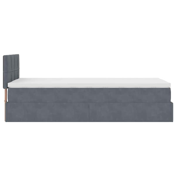 vidaXL Ottoman sängram med madrass mörkgrå 80x200 cm sammet Grå